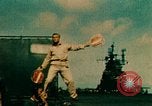 Standbild USS Yorktown Piloten zurück von Marcus Insel Bombardierung Pacific Theater, 1943, aus Sekunde 46 historischem Filmmaterial Videoclip 65675021558