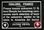 Immagine di First American Unknown Soldier selezionati in Francia Francia, 1921, secondo 51 filmato di repertorio 65675021986