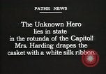 Image of World War I American Unknown soldier lying in state Washington DC USA, 1921, second 11 stock footage video 65675021988