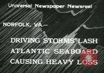 Standbild storm Wimpern Atlantikküste Norfolk Virginia USA, 1933, aus Sekunde 1 historischem Filmmaterial Videoclip 65675022451