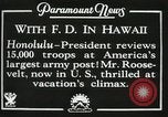 Standbild Präsident Franklin D Roosevelt auf die USS Houston (CA-30) Honolulu Hawaii USA, 1934, aus Sekunde 15 historischem Filmmaterial Videoclip 65675022614