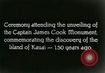 Immagine di Il capitano James Cook monumento Waimea Hawaii USA, 1928, secondo 41 filmato di repertorio 65675022671