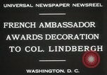 Standbild Award zu oberst Lindbergh Washington DC USA, 1931, aus Sekunde 9 historischem Filmmaterial Videoclip 65675023618