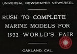 Immagine di Otto Gradenigo rende i modelli Marine Oakland California USA, 1931, secondo 10 filmato di repertorio 65675023624