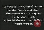 Standbild Projektil Raketen Deutschland, 1934, aus Sekunde 59 historischem Filmmaterial Videoclip 65675024393