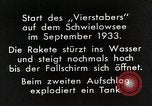 Standbild Testen Raketen auf Schwielowsee Deutschland, 1933, aus Sekunde 5 historischem Filmmaterial Videoclip 65675024413