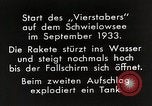 Standbild Testen Raketen auf Schwielowsee Deutschland, 1933, aus Sekunde 9 historischem Filmmaterial Videoclip 65675024413