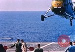 Standbild US Marine Corps UH 34D Hubschrauber landet auf Deck Cape Canaveral Florida USA, 1962, aus Sekunde 20 historischem Filmmaterial Videoclip 65675024593