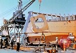 Image of Lower section of fore peak put in place on Liberty ship  California United States USA, 1942, second 33 stock footage video 65675025796
