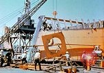 Image of Lower section of fore peak put in place on Liberty ship  California United States USA, 1942, second 36 stock footage video 65675025796