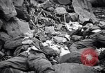 Image of Fallen Japanese soldiers among rocks Iwo Jima, 1945, second 36 stock footage video 65675026273