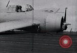 Image of F4F-3 crash landing on deck of USS Hornet Pacific Theater, 1942, second 7 stock footage video 65675027776