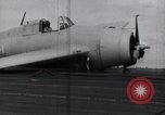 Image of F4F-3 crash landing on deck of USS Hornet Pacific Theater, 1942, second 8 stock footage video 65675027776