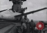 Image of F4F-3 crash landing on deck of USS Hornet Pacific Theater, 1942, second 23 stock footage video 65675027776