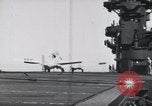 Image of F4F crash on CV-7 Pacific Theater, 1942, second 16 stock footage video 65675027778
