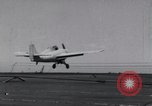Image of F4F crash on USS Wasp CV-7 Pacific Theater, 1942, second 9 stock footage video 65675027780