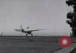 Image of F4F crash on USS Wasp CV-7 Pacific Theater, 1942, second 12 stock footage video 65675027780