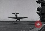 Image of F4F crash on USS Wasp CV-7 Pacific Theater, 1942, second 14 stock footage video 65675027780