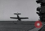 Image of F4F crash on USS Wasp CV-7 Pacific Theater, 1942, second 15 stock footage video 65675027780