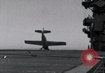 Image of F4F crash on USS Wasp CV-7 Pacific Theater, 1942, second 16 stock footage video 65675027780