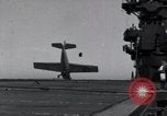 Image of F4F crash on USS Wasp CV-7 Pacific Theater, 1942, second 17 stock footage video 65675027780