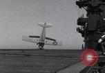 Image of F4F crash on USS Wasp CV-7 Pacific Theater, 1942, second 20 stock footage video 65675027780