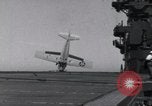 Image of F4F crash on USS Wasp CV-7 Pacific Theater, 1942, second 21 stock footage video 65675027780