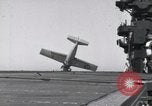 Image of F4F crash on USS Wasp CV-7 Pacific Theater, 1942, second 24 stock footage video 65675027780
