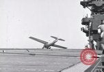 Image of F4F crash on USS Wasp CV-7 Pacific Theater, 1942, second 26 stock footage video 65675027780