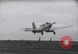 Image of SB2U crash landing on CV-7 USS Wasp Pacific Theater, 1942, second 7 stock footage video 65675027782