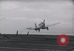 Image of SB2U crash landing on CV-7 USS Wasp Pacific Theater, 1942, second 11 stock footage video 65675027782