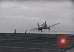 Image of SB2U crash landing on CV-7 USS Wasp Pacific Theater, 1942, second 13 stock footage video 65675027782