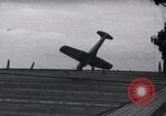 Image of SB2U crash landing on CV-7 USS Wasp Pacific Theater, 1942, second 24 stock footage video 65675027782