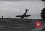 Image of SB2U crash landing on CV-7 USS Wasp Pacific Theater, 1942, second 28 stock footage video 65675027782