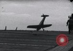 Image of SB2U crash landing on CV-7 USS Wasp Pacific Theater, 1942, second 29 stock footage video 65675027782