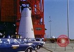Image of Apollo1 service capsule transported by vehicle Cape Kennedy Florida USA, 1967, second 33 stock footage video 65675027854