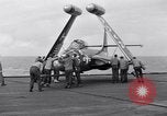 Image of Handling of jet aircraft on carrier flight deck United States USA, 1951, second 44 stock footage video 65675028028