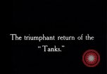Image of British Mark I tank (male) followed by Allied troops France, 1916, second 3 stock footage video 65675028139