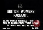 Standbild britischen Frauen März für die Arbeit in Ersten Weltkrieg Aufwand Vereinigtes Königreich, 1914, aus Sekunde 3 historischem Filmmaterial Videoclip 65675028143