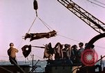 Image of Iwo Jima wounded hoisted onto LST Iwo Jima, 1945, second 39 stock footage video 65675029321