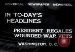 Image of war veterans greet Hoover Washington DC USA, 1932, second 1 stock footage video 65675029426