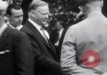 Image of war veterans greet Hoover Washington DC USA, 1932, second 16 stock footage video 65675029426