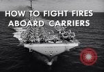 Image of aircraft carrier fire fighting United States USA, 1960, second 8 stock footage video 65675029807