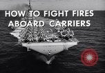 Image of aircraft carrier fire fighting United States USA, 1960, second 9 stock footage video 65675029807