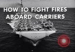 Image of aircraft carrier fire fighting United States USA, 1960, second 10 stock footage video 65675029807