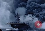 Image of burning American aircraft carrier Japan, 1945, second 38 stock footage video 65675029824