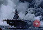 Image of burning American aircraft carrier Japan, 1945, second 47 stock footage video 65675029824