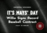 Image of Willie Mays record-setting baseball contract San Francisco California USA, 1966, second 3 stock footage video 65675029934