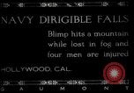 Image endommagé dirigeable Marine Hollywood California Laurel Canyon USA, 1920, de la seconde 1 séquences d'archives historiques vidéo 65675030509