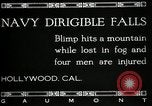 Image endommagé dirigeable Marine Hollywood California Laurel Canyon USA, 1920, de la seconde 3 séquences d'archives historiques vidéo 65675030509